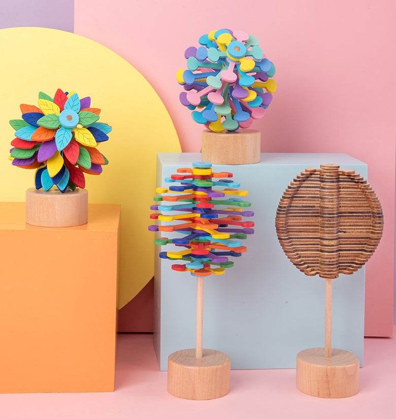 Solid Wooden Rotating Lollipop Fischer Series Creative Ornaments Decompression Toys Decompression Artifact Gyro - ProTrendyz