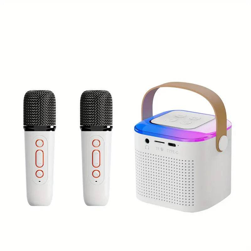 Microphone Karaoke Machine Bluetooth-compatible Speaker With 2 Wireless Mic RGB Light Home Family Singing Speaker - ProTrendyz