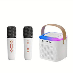Microphone Karaoke Machine Bluetooth-compatible Speaker With 2 Wireless Mic RGB Light Home Family Singing Speaker - ProTrendyz