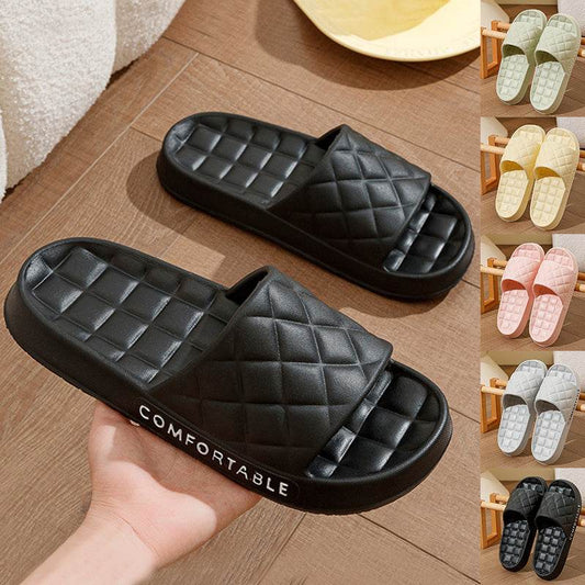 Men's Home Slippers With Plaid Design Soft-soled Silent Indoor Floor Bathing Slippers Women House Shoes Summer - ProTrendyz