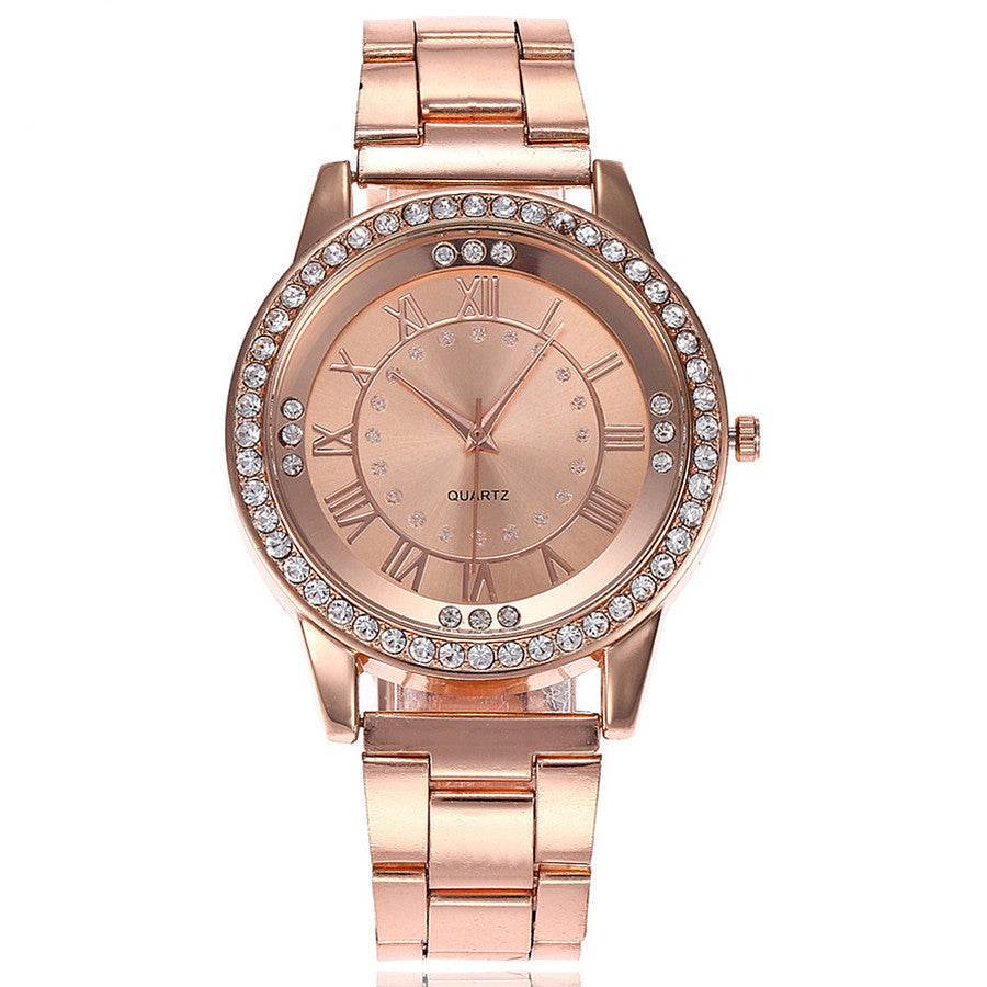 Vansvar Brand Rose Gold Watch Luxury Women Dress Rhinestone Quartz Watch Casual Women Stainless Steel Wristwatches Female Clock - ProTrendyz