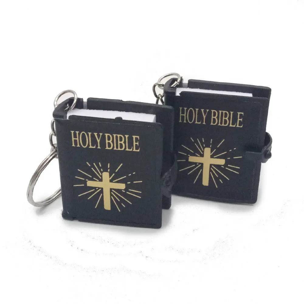 Mini English HOLY BIBLE Key Chains Real Paper Readable Bible Christian Keyrings Car Key Chains Bag Ornaments Religious Jewelry - ProTrendyz