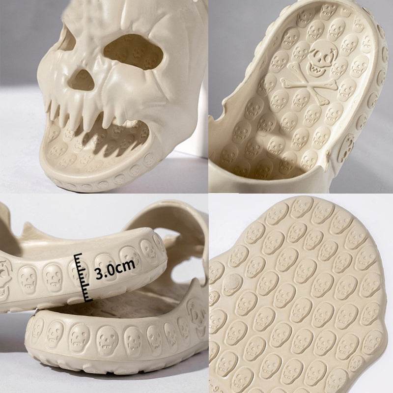 Personalized Skull Design Halloween Slippers Bathroom Indoor Outdoor Funny Slides Beach Shoes - ProTrendyz