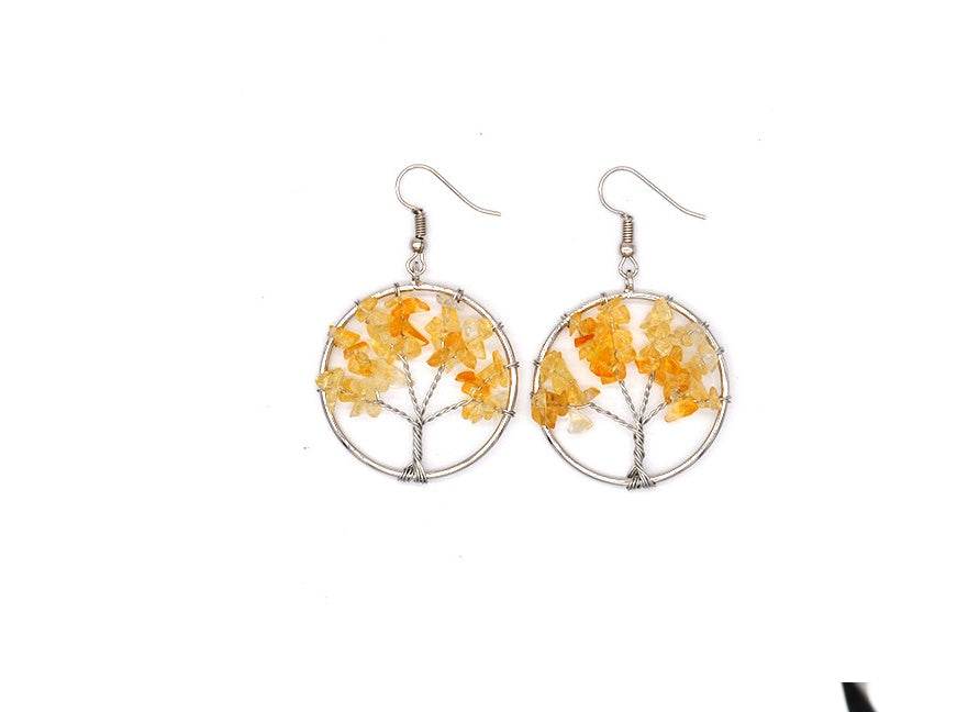 Natural Crystal Crushed Stone Tree Wishing Tree Earrings Crystal Tree Earrings Jewelry - ProTrendyz