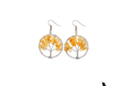 Natural Crystal Crushed Stone Tree Wishing Tree Earrings Crystal Tree Earrings Jewelry - ProTrendyz