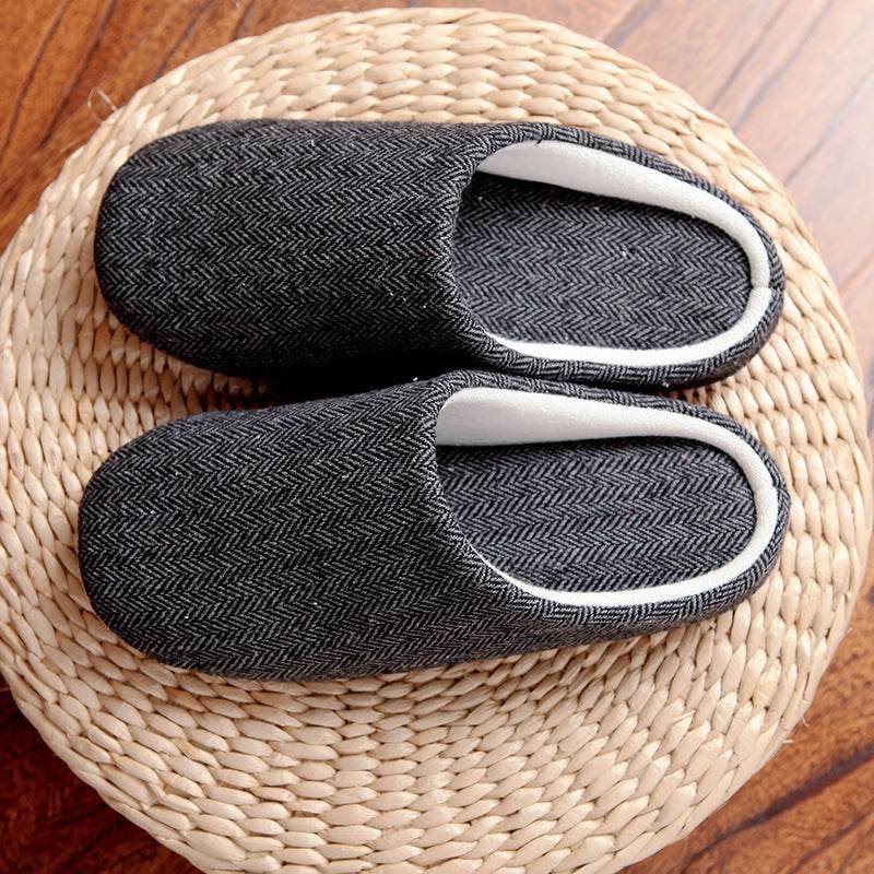 Men's Cotton Black Autumn Season Home Furnishing East Indoor Household Warm Slippers Soft Bottom Good Anti-skid Slippers - ProTrendyz