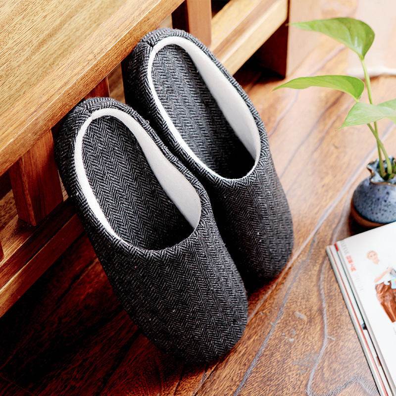 Men's Cotton Black Autumn Season Home Furnishing East Indoor Household Warm Slippers Soft Bottom Good Anti-skid Slippers - ProTrendyz