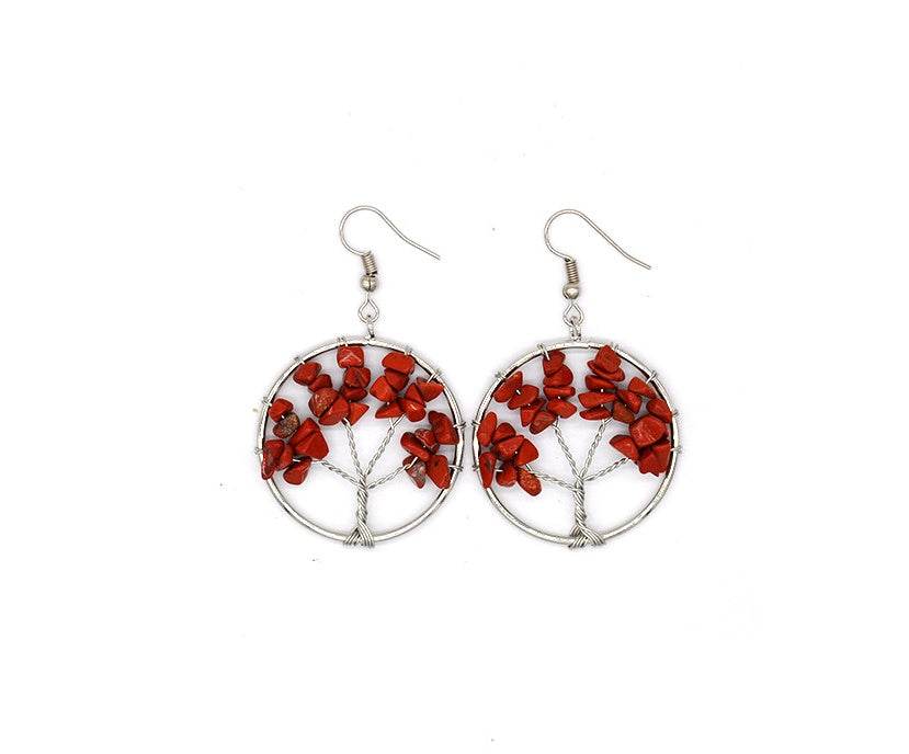 Natural Crystal Crushed Stone Tree Wishing Tree Earrings Crystal Tree Earrings Jewelry - ProTrendyz