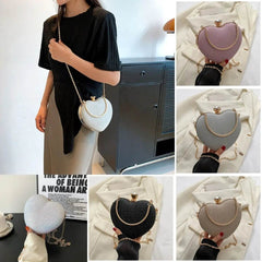 Evening Clutch Bag Women Bag Shiny Handbag Heart Shape Metal Clutches Bag Fashion Chain Shoulder Crossbody Bag Luxury Lady Purse Valentines Day Outfit - ProTrendyz