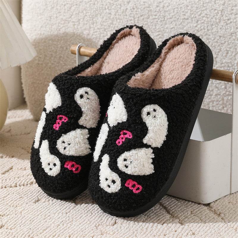 Halloween Cartoon Ghost Cotton Slippers For Women Indoor Non-slip Bedroom Floor Slipper Winter House Shoes - ProTrendyz