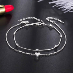 Double-layered anklet Retro beach ball chain heart-shaped anklet - ProTrendyz
