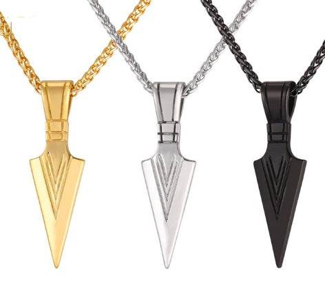 European America jewelry men stainless steel spear necklace with chain - ProTrendyz