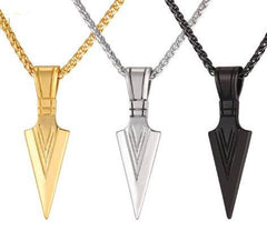 European America jewelry men stainless steel spear necklace with chain - ProTrendyz