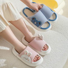 Cute Rabbit Slippers Linen House Shoes For Women - ProTrendyz