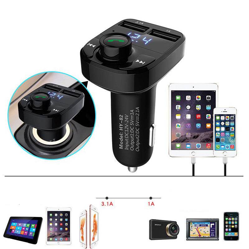 Car MP3 Audio Player Bluetooth Car Kit FM Transmitter Handsfree Calling 5V 4.1A Dual USB Car Charger Phone Charger - ProTrendyz