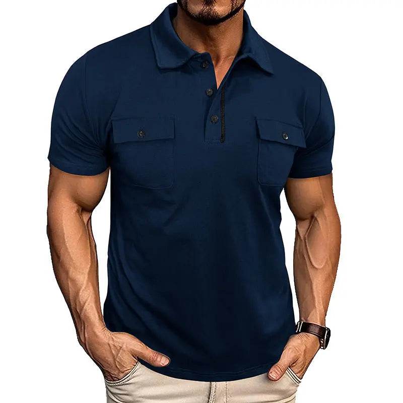 Summer Lapel Button Polo Shirt With Pockets Outdoor Fashion Short Sleeve Tops For Men Clothing - ProTrendyz