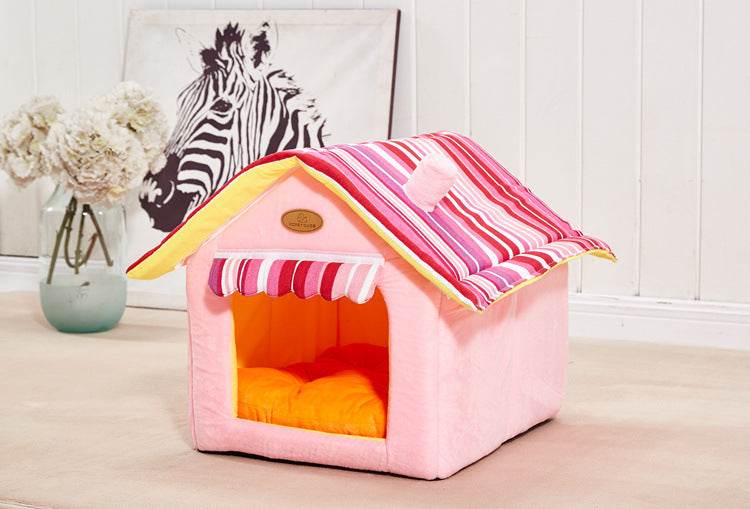 New Fashion Striped Removable Cover Mat Dog House Dog Beds For Small Medium Dogs Pet Products House Pet Beds for Cat - ProTrendyz