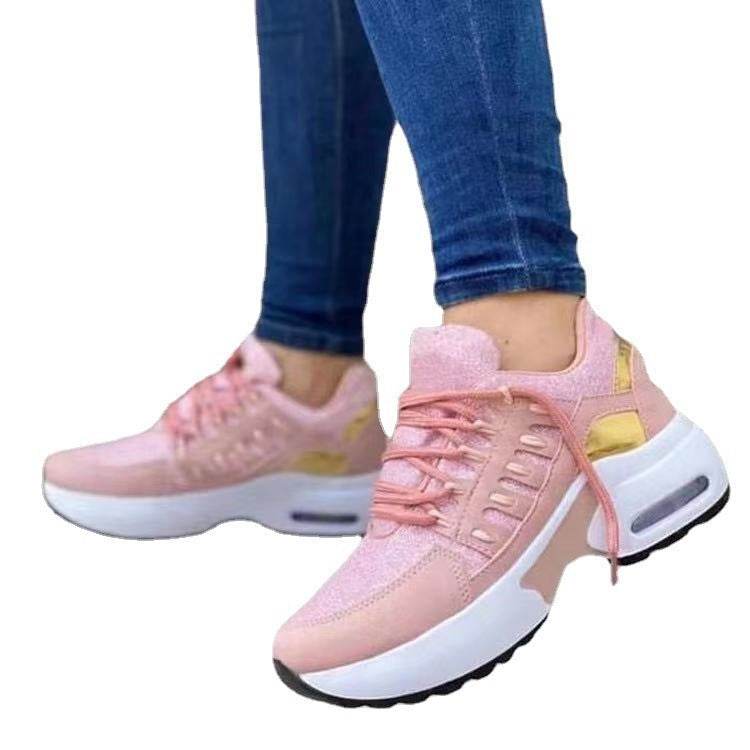 Lace Up Sneakers Women Wedge Heel Running Sports Shoes - ProTrendyz