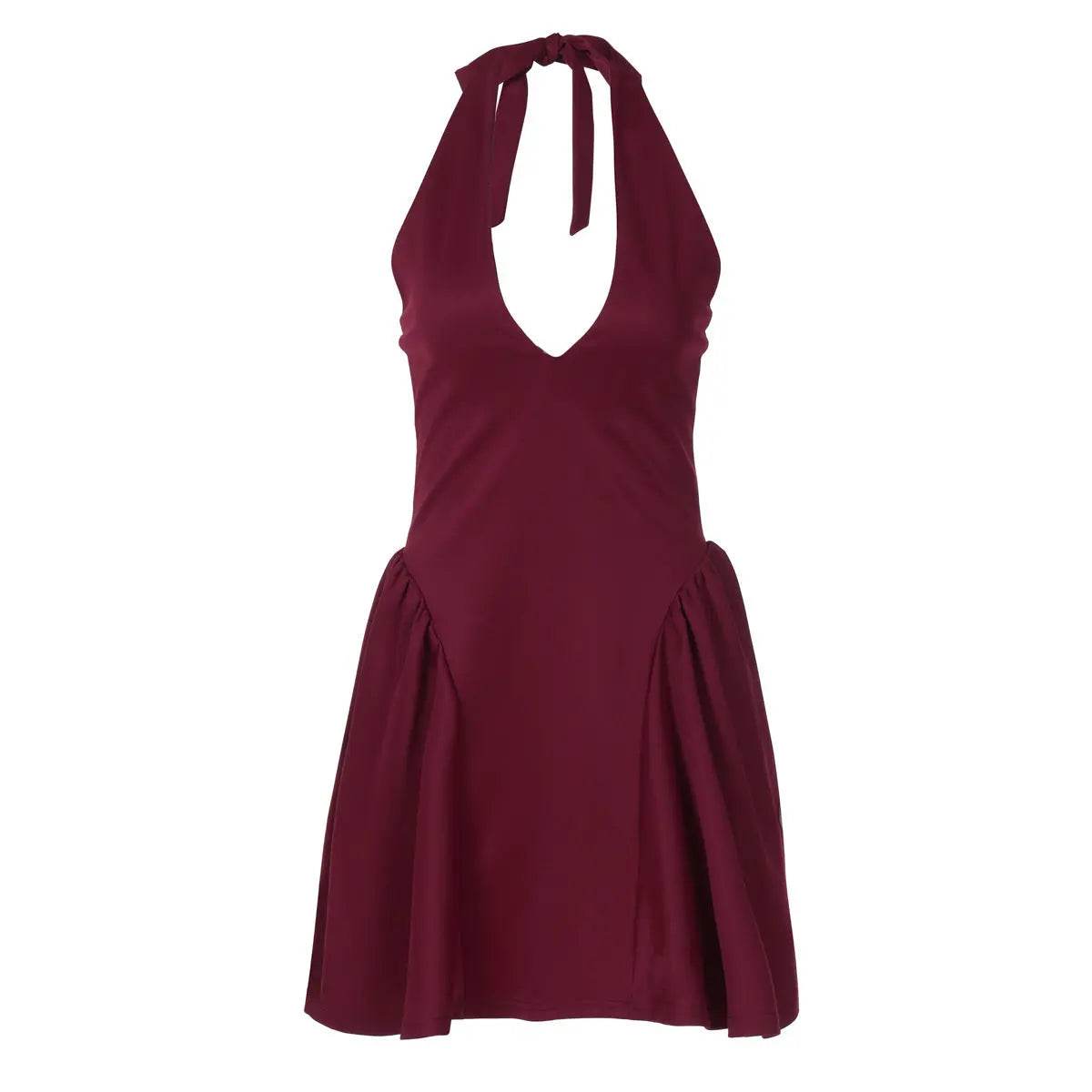 Sexy Deep V-neck Halter Dress Ins Fashion Slim Short Dress For Party Clothing Women - ProTrendyz