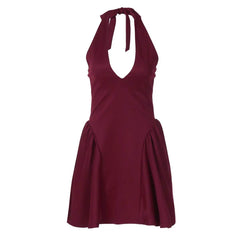 Sexy Deep V-neck Halter Dress Ins Fashion Slim Short Dress For Party Clothing Women - ProTrendyz