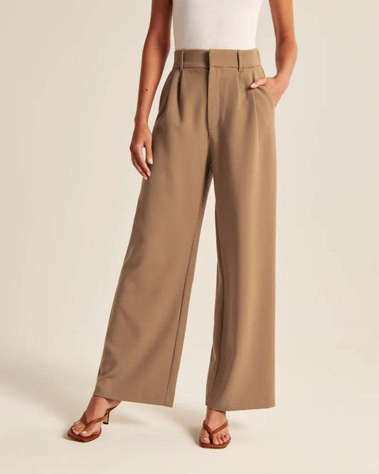 High Waist Straight Trousers With Pockets Wide Leg Casual Pants For Women - ProTrendyz
