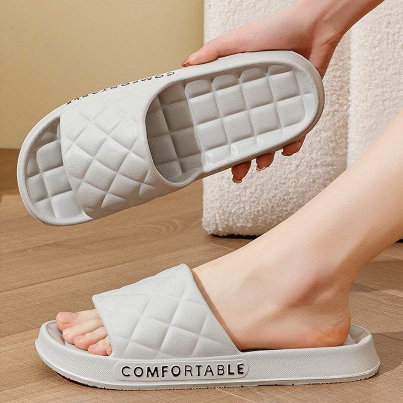 Men's Home Slippers With Plaid Design Soft-soled Silent Indoor Floor Bathing Slippers Women House Shoes Summer - ProTrendyz