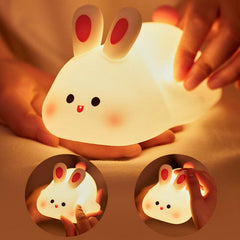 Cute LED Night Light Touch Sensor Cartoon Kid's Nightlights Big Face Rabbit Silicone Night Light Christmas Gift Bedside Lamp Home Decor - ProTrendyz
