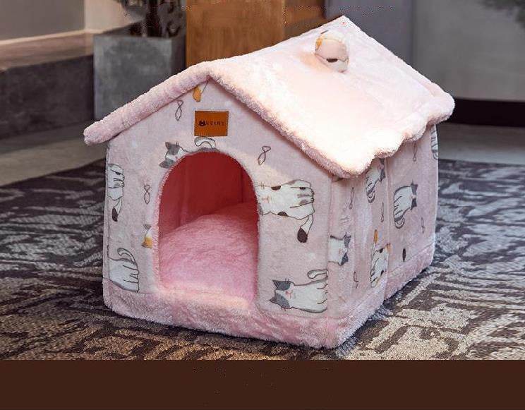 Foldable Dog House Pet Cat Bed Winter Dog Villa Sleep Kennel Removable Nest Warm Enclosed Cave Sofa Pets Supplies - ProTrendyz