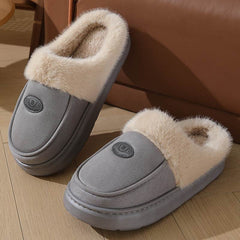 Winter Plush Slippers For Men Casual All-match Warm Suede House Shoes Indoor Non-slip Floor Bedroom Slipper - ProTrendyz