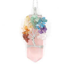Crystal Column Tree Of Life Winding Pendant Necklace US - ProTrendyz