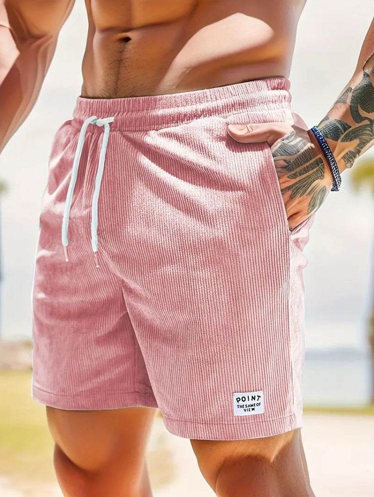 Lace-up Drawstring Shorts Summer Corduroy Sports Short Pants Mens Clothing - ProTrendyz