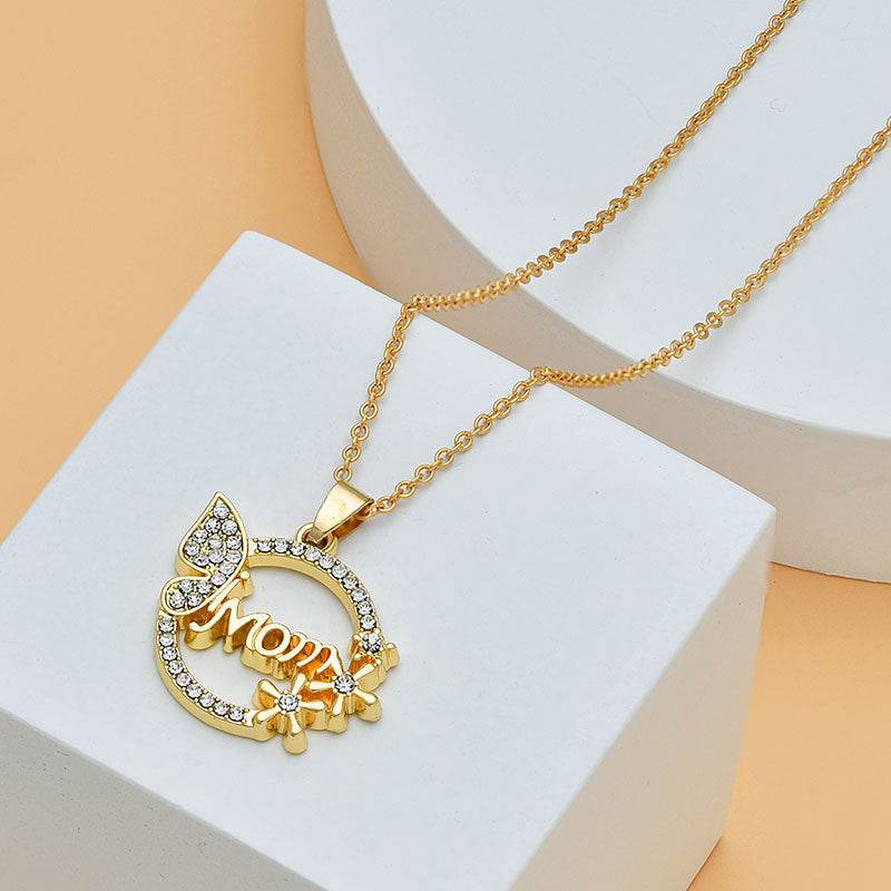 Mother's Day Mom Heart Shape With Diamond Letter Necklace For Women Fine Jewelry Women Accessories Fashion Jewelry - ProTrendyz
