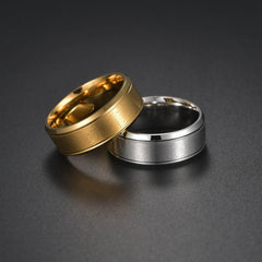 Mens Wedding Rings Black Sliver Gold Pure 8MM Rings - ProTrendyz