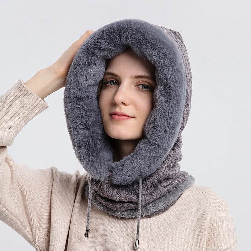 Winter Thick Plush Hat With Scarf Windproof Warm Knit Hats Hooded For Women - ProTrendyz