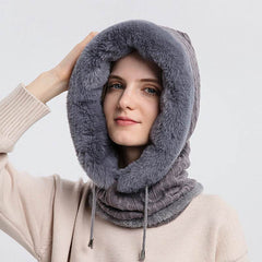 Winter Thick Plush Hat With Scarf Windproof Warm Knit Hats Hooded For Women - ProTrendyz