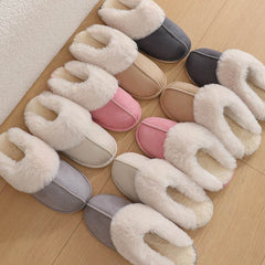 Winter Warm Plush Home Slippers Indoor Fur Slippers Women Soft Lined Cotton Shoes Comfy Non-Slip Bedroom Fuzzy House Shoes Women Couple - ProTrendyz