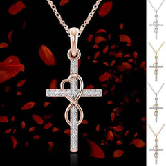 Alloy Pendant With Diamond And Eight-character Cross Necklace US - ProTrendyz