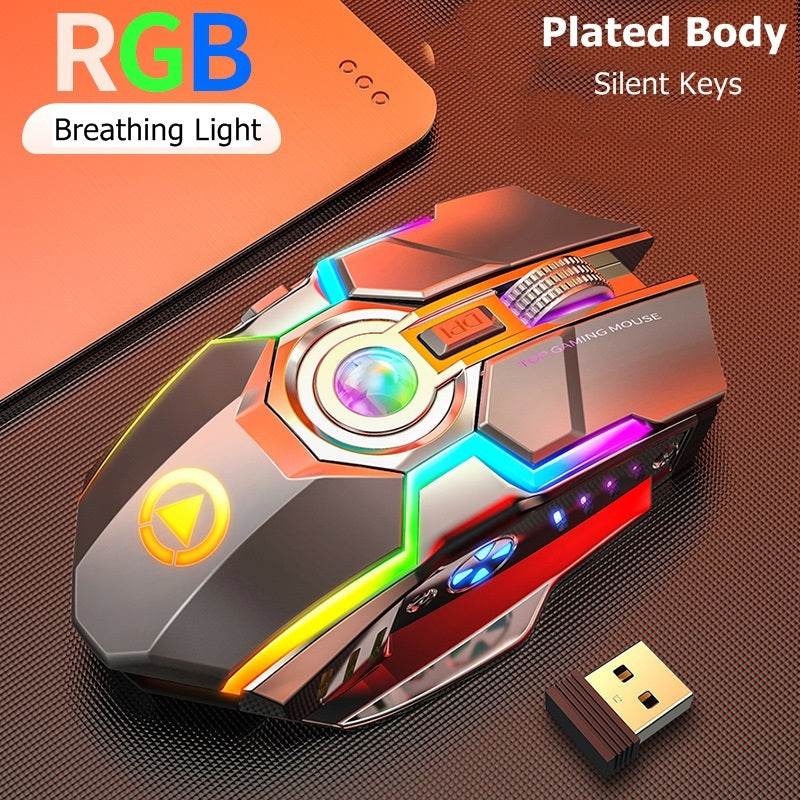 Color Wireless Gaming RGB Rechargeable Mute Button Mouse - ProTrendyz