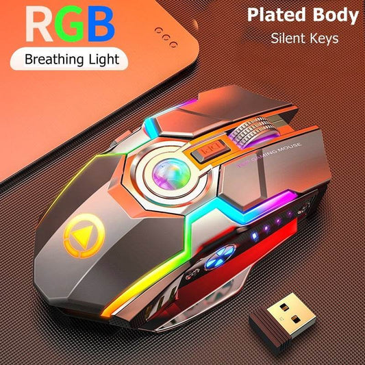 Color Wireless Gaming RGB Rechargeable Mute Button Mouse - ProTrendyz