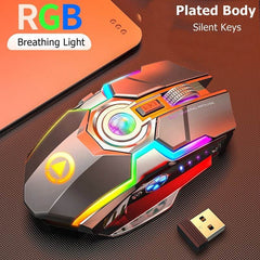 Color Wireless Gaming RGB Rechargeable Mute Button Mouse - ProTrendyz