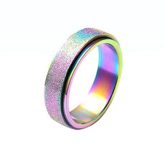 Turnable Anxiety Rings Rainbow Silver Color Relieve Stress Rings For Women Men - ProTrendyz