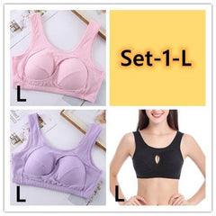 Plus Size Women Bra Ladies Cotton Quake-Proof Underwear Sleep Tops No Buckles Non Wire Lingerie With Removable Padded - ProTrendyz
