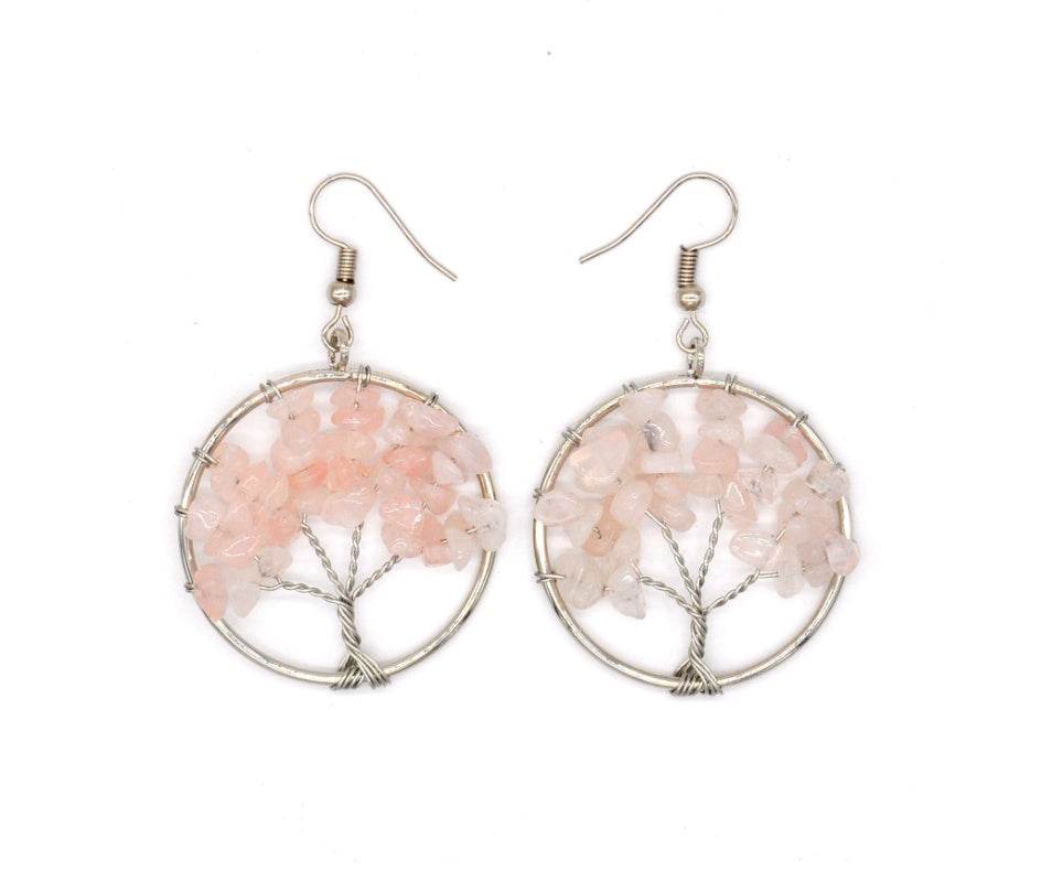 Natural Crystal Crushed Stone Tree Wishing Tree Earrings Crystal Tree Earrings Jewelry - ProTrendyz