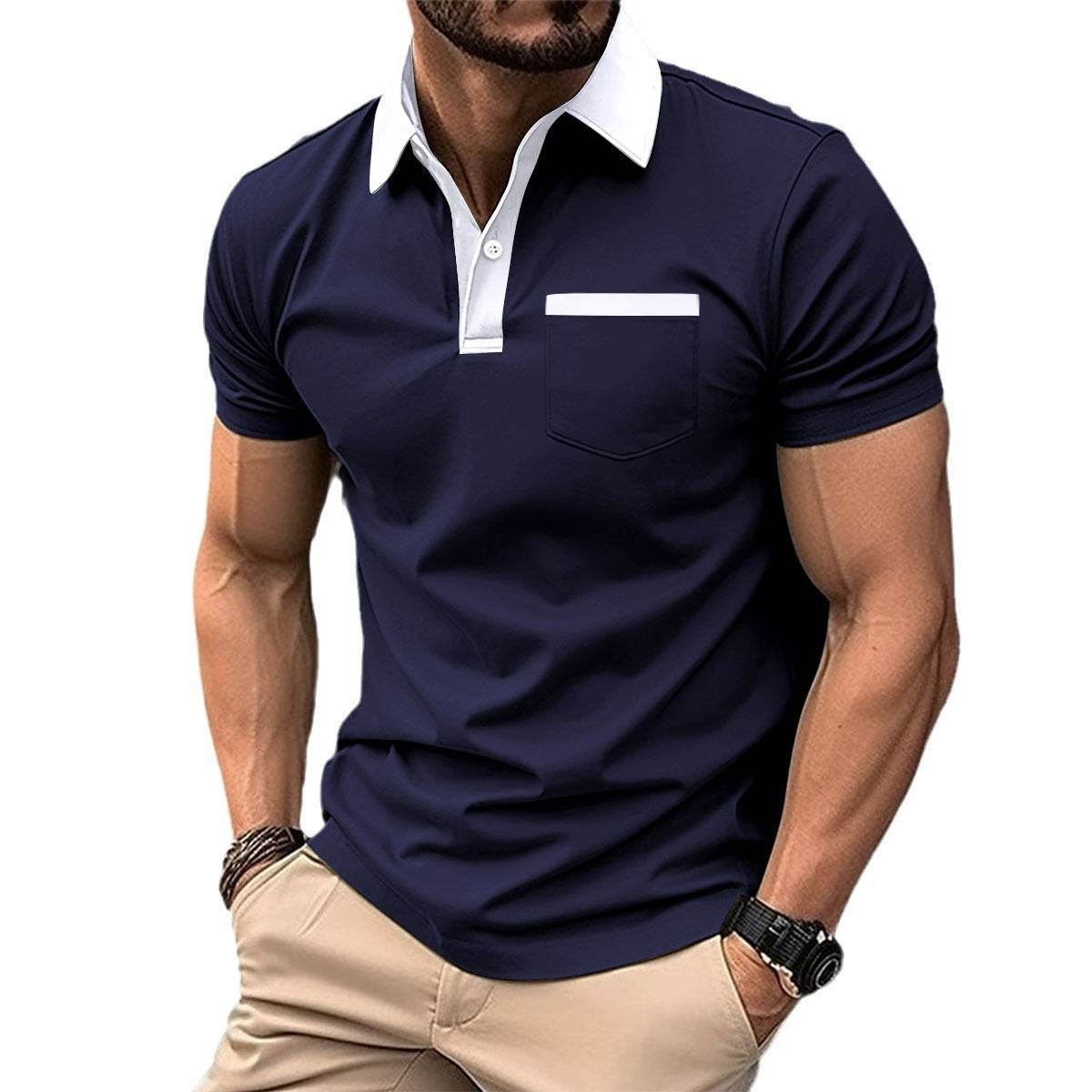 Lapel Fashion Slim Pocket Short-sleeved T-shirt Polo Shirt Men Clothing - ProTrendyz