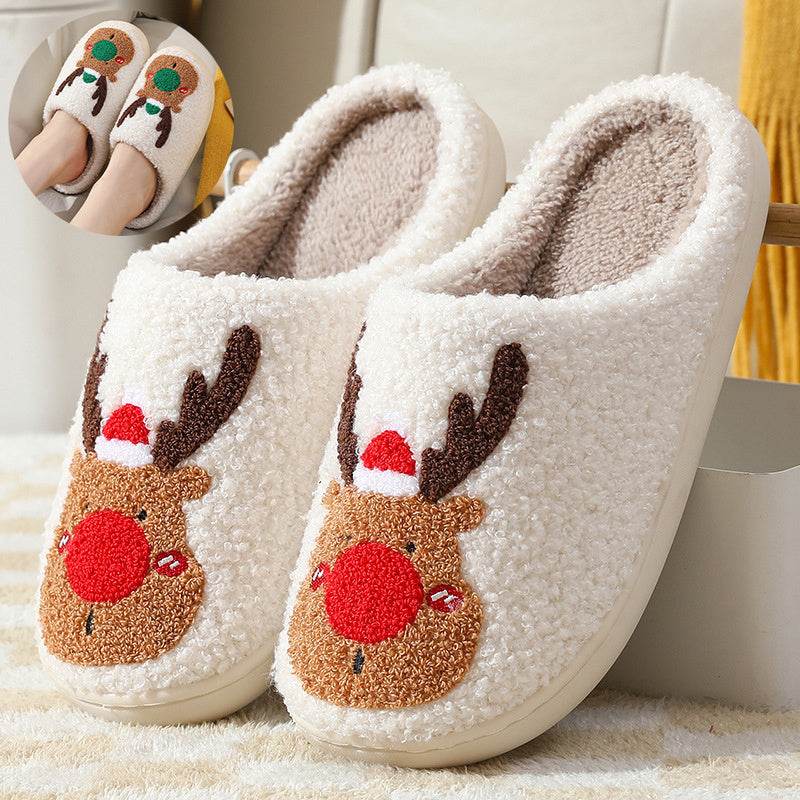 Christmas Shoes Winter Home Slippers Elk Soft Cozy Bedroom Slipper Slip On House Shoes - ProTrendyz