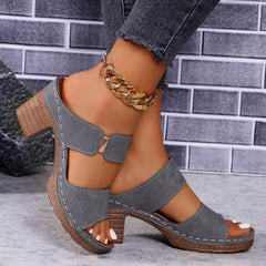 High Heel Slippers Women's Fashion Round Toe Sandals Summer - ProTrendyz