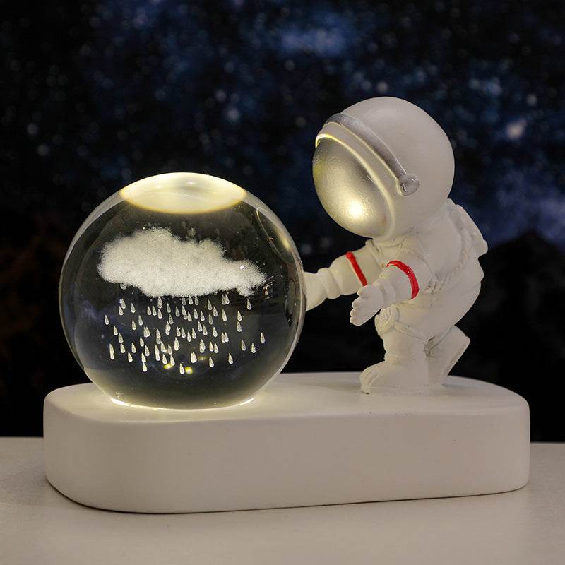 Glowing Planetary Galaxy Astronaut Crystal Ball Night Lights USB Power Warm Bedside Light Brithday Gift Night Lamp - ProTrendyz