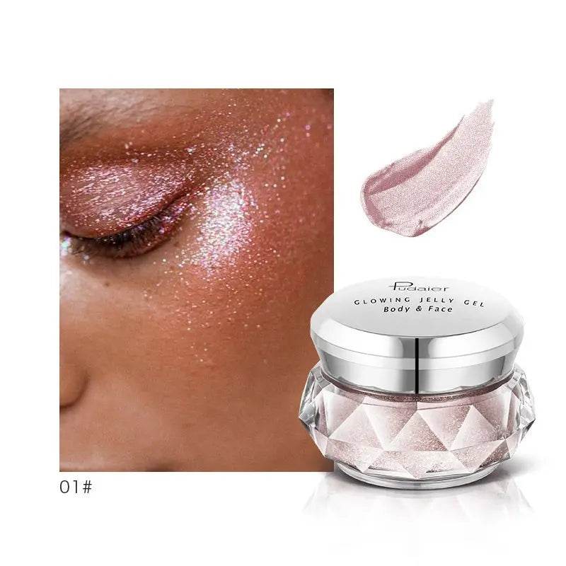 Face Highlighter Jelly Gel Mermaid Eyeshadow Glow Body Glitter Festival Makeup Iluminador Gold Liquid Highlighter Bronzer - ProTrendyz