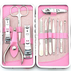 Nail Clipper Set Stainless Steel 12 Piece Pink Flower Nail Scissors Manicure manicure tools rose -12 - ProTrendyz