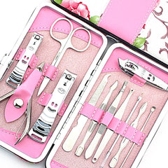 Nail Clipper Set Stainless Steel 12 Piece Pink Flower Nail Scissors Manicure manicure tools rose -12 - ProTrendyz